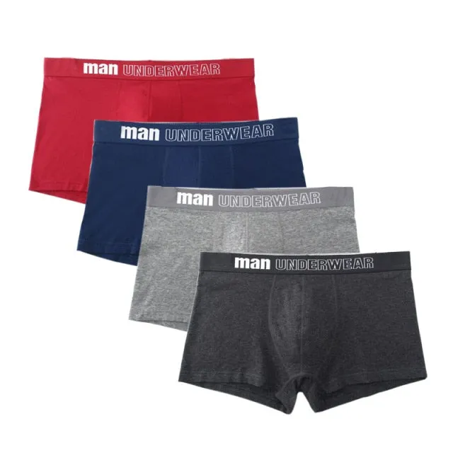 4 pack Men's Boxer Underwear Cotton Boxershort Breathable Solid Flexible Shorts Boxers Underpants Mens Undies