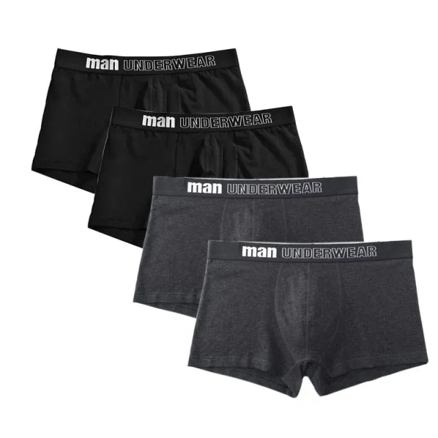 4 pack Men's Boxer Underwear Cotton Boxershort Breathable Solid Flexible Shorts Boxers Underpants Mens Undies