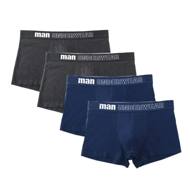 4 pack Men's Boxer Underwear Cotton Boxershort Breathable Solid Flexible Shorts Boxers Underpants Mens Undies