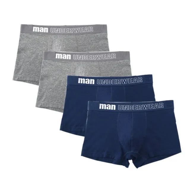 4 pack Men's Boxer Underwear Cotton Boxershort Breathable Solid Flexible Shorts Boxers Underpants Mens Undies