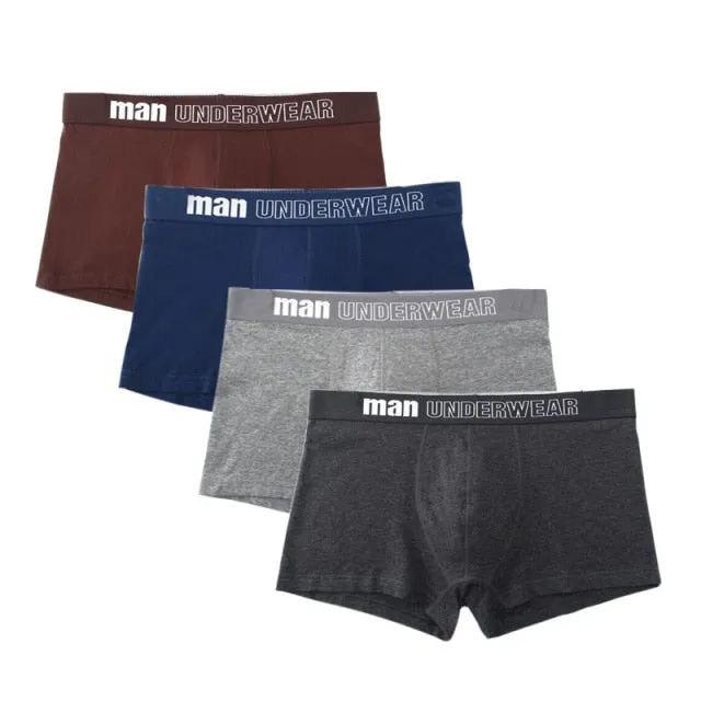 4 pack Men's Boxer Underwear Cotton Boxershort Breathable Solid Flexible Shorts Boxers Underpants Mens Undies