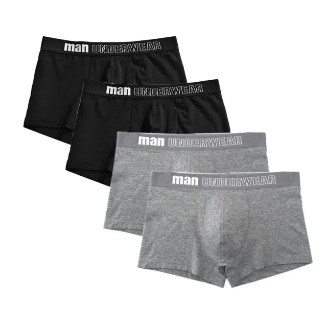 4 pack Men's Boxer Underwear Cotton Boxershort Breathable Solid Flexible Shorts Boxers Underpants Mens Undies