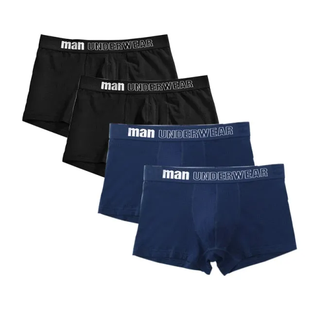 4 pack Men's Boxer Underwear Cotton Boxershort Breathable Solid Flexible Shorts Boxers Underpants Mens Undies