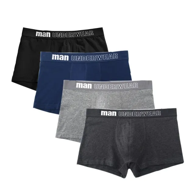 4 pack Men's Boxer Underwear Cotton Boxershort Breathable Solid Flexible Shorts Boxers Underpants Mens Undies