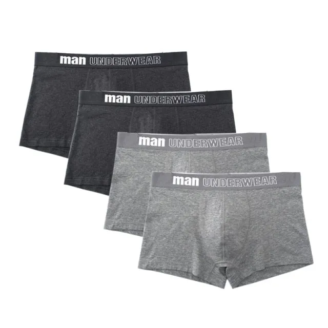 4 pack Men's Boxer Underwear Cotton Boxershort Breathable Solid Flexible Shorts Boxers Underpants Mens Undies