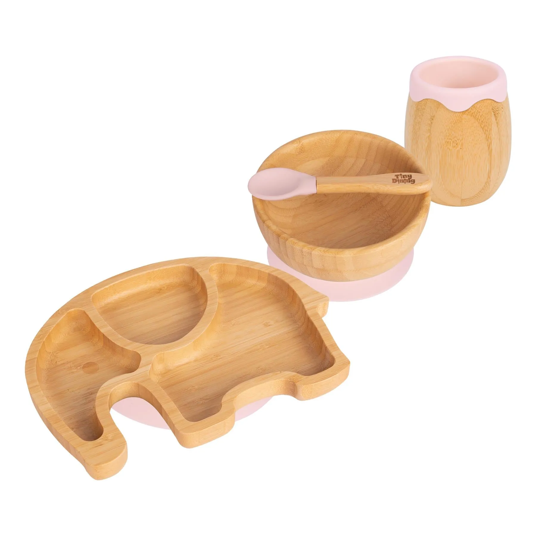 4pc Eden the Elephant Bamboo Suction  toddler, baby and Children's Feeding Set