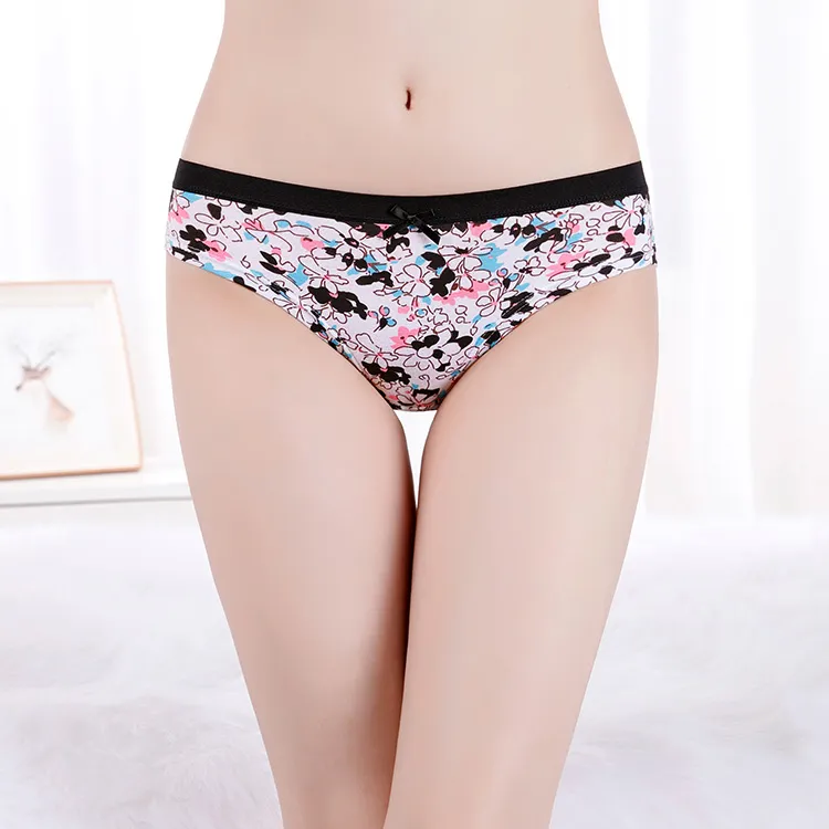 6 x Womens Floral Print Panties Briefs Cotton Assorted Underwear With Bow