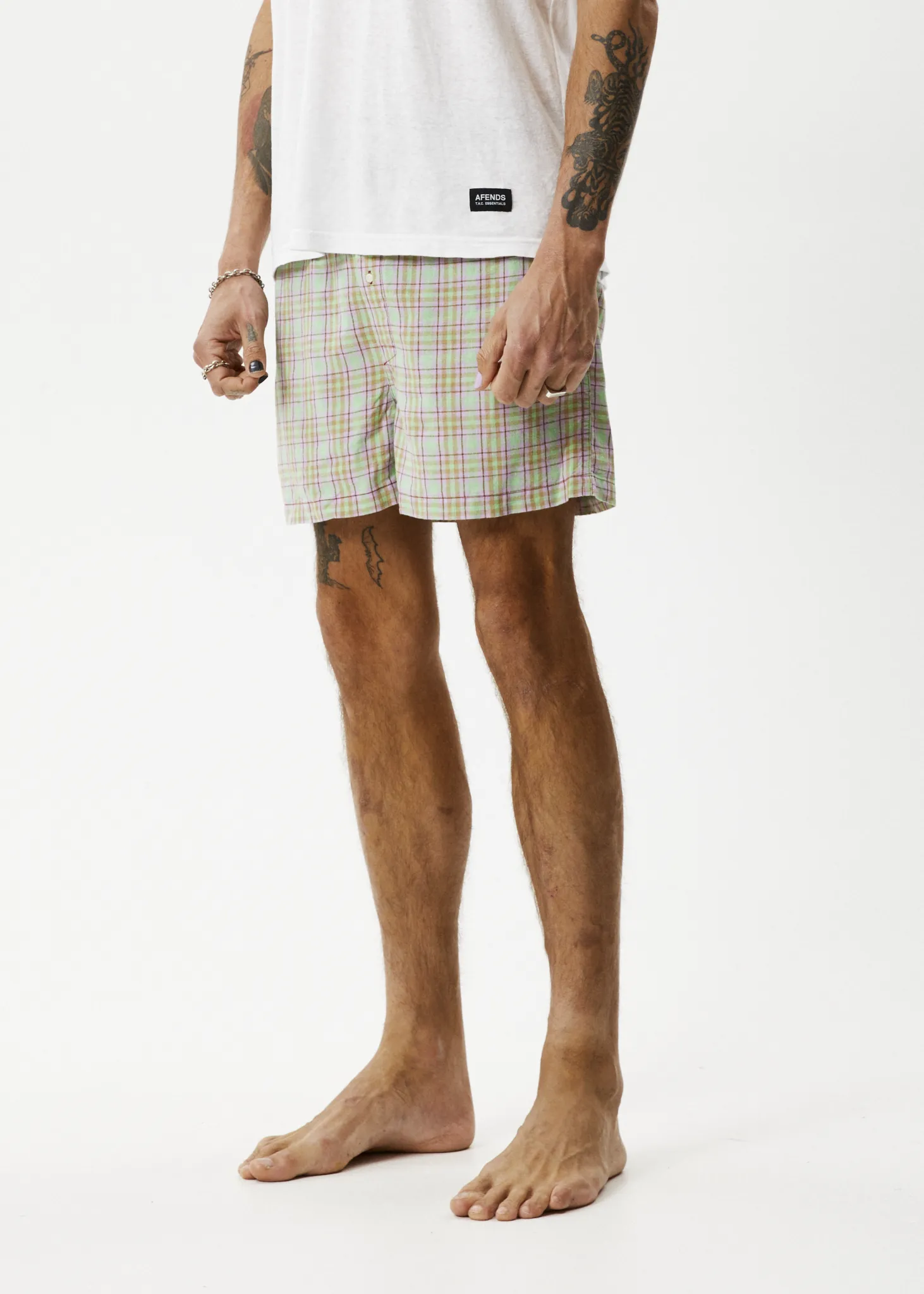 AFENDS Unisex Kali - Boxers - Pistachio Check