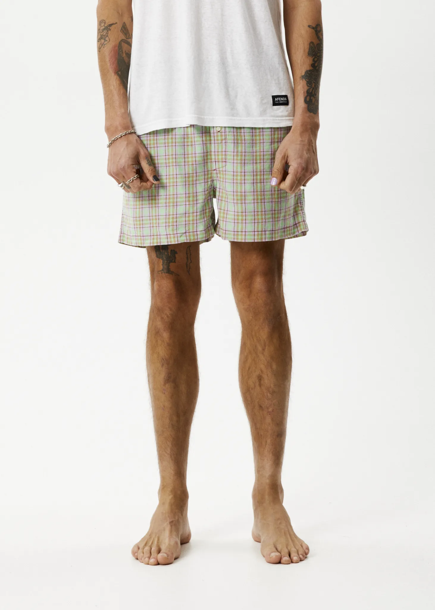 AFENDS Unisex Kali - Boxers - Pistachio Check