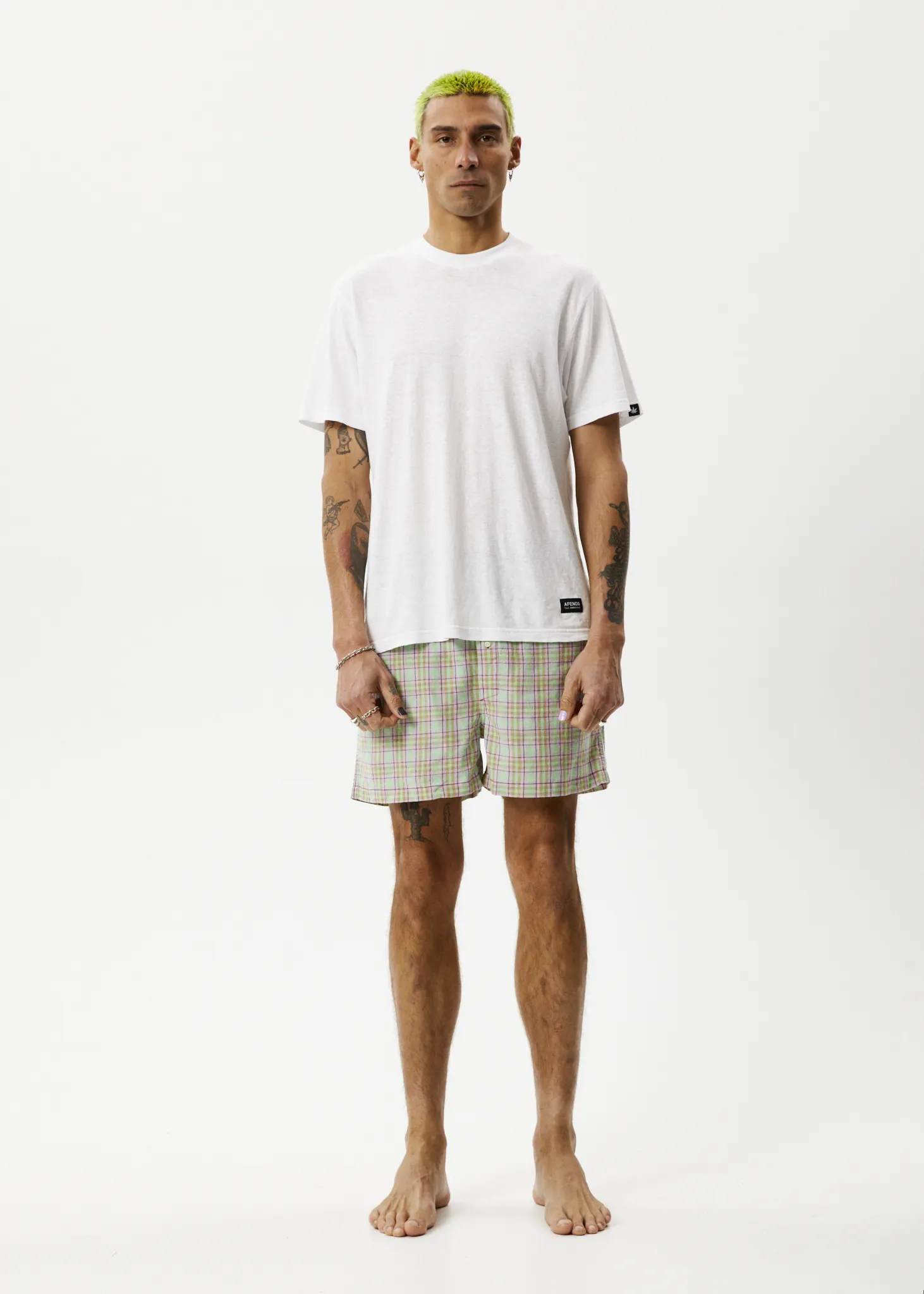 AFENDS Unisex Kali - Boxers - Pistachio Check