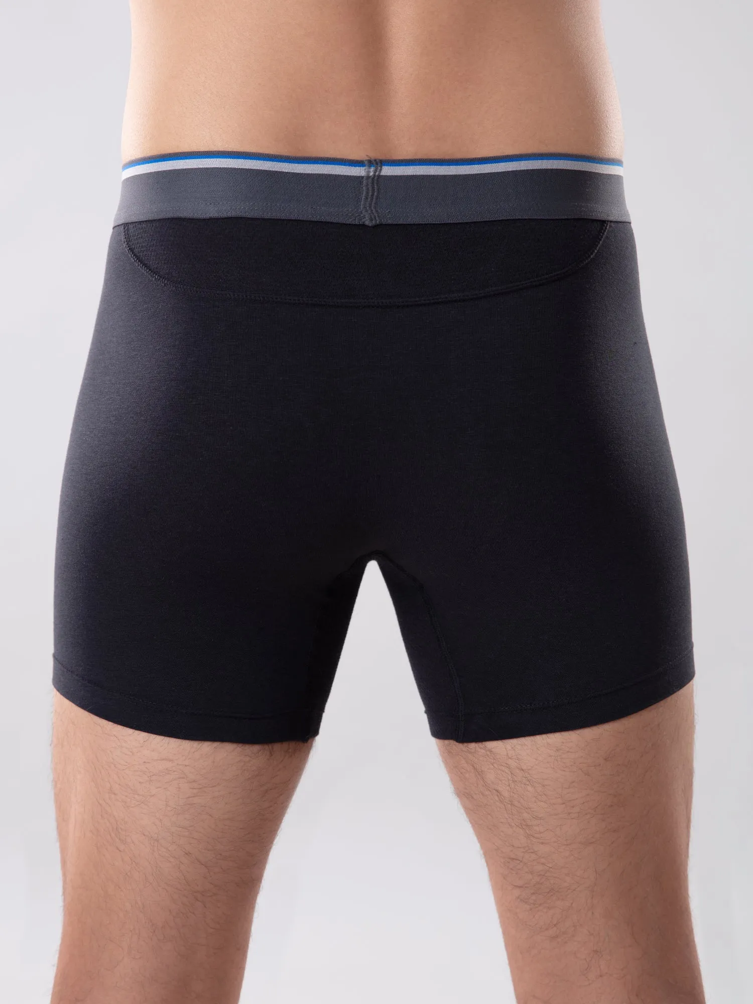 Anti Odor Cotton Tencel Cooling Boxer Brief - Jet Black