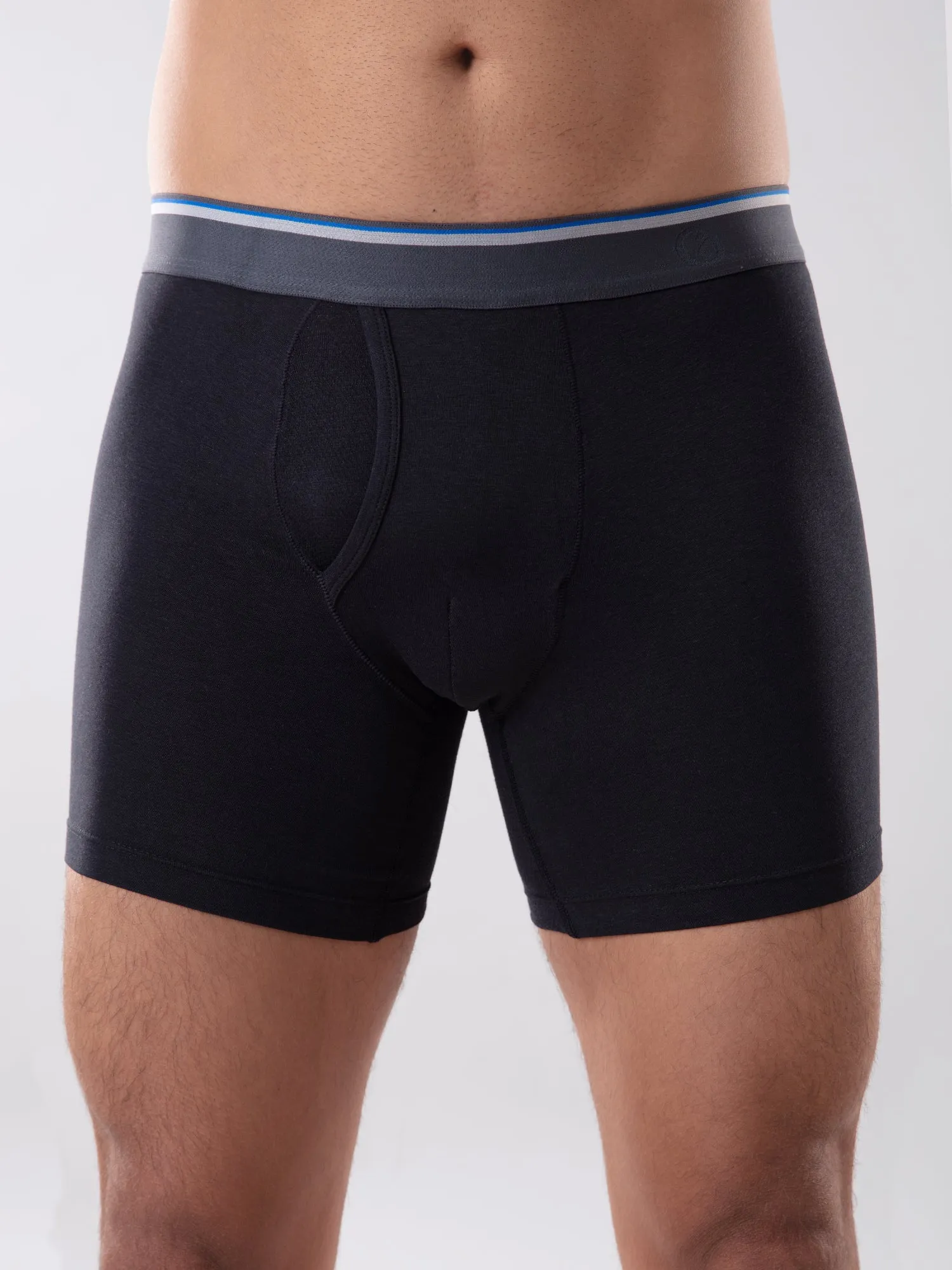 Anti Odor Cotton Tencel Cooling Boxer Brief - Jet Black