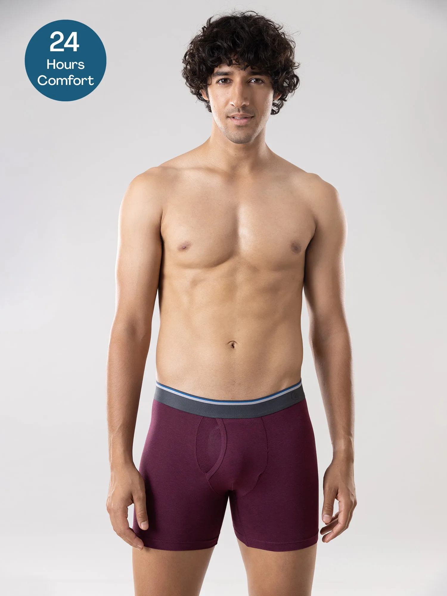 Anti Odor Cotton Tencel Cooling Boxer Brief - Plum