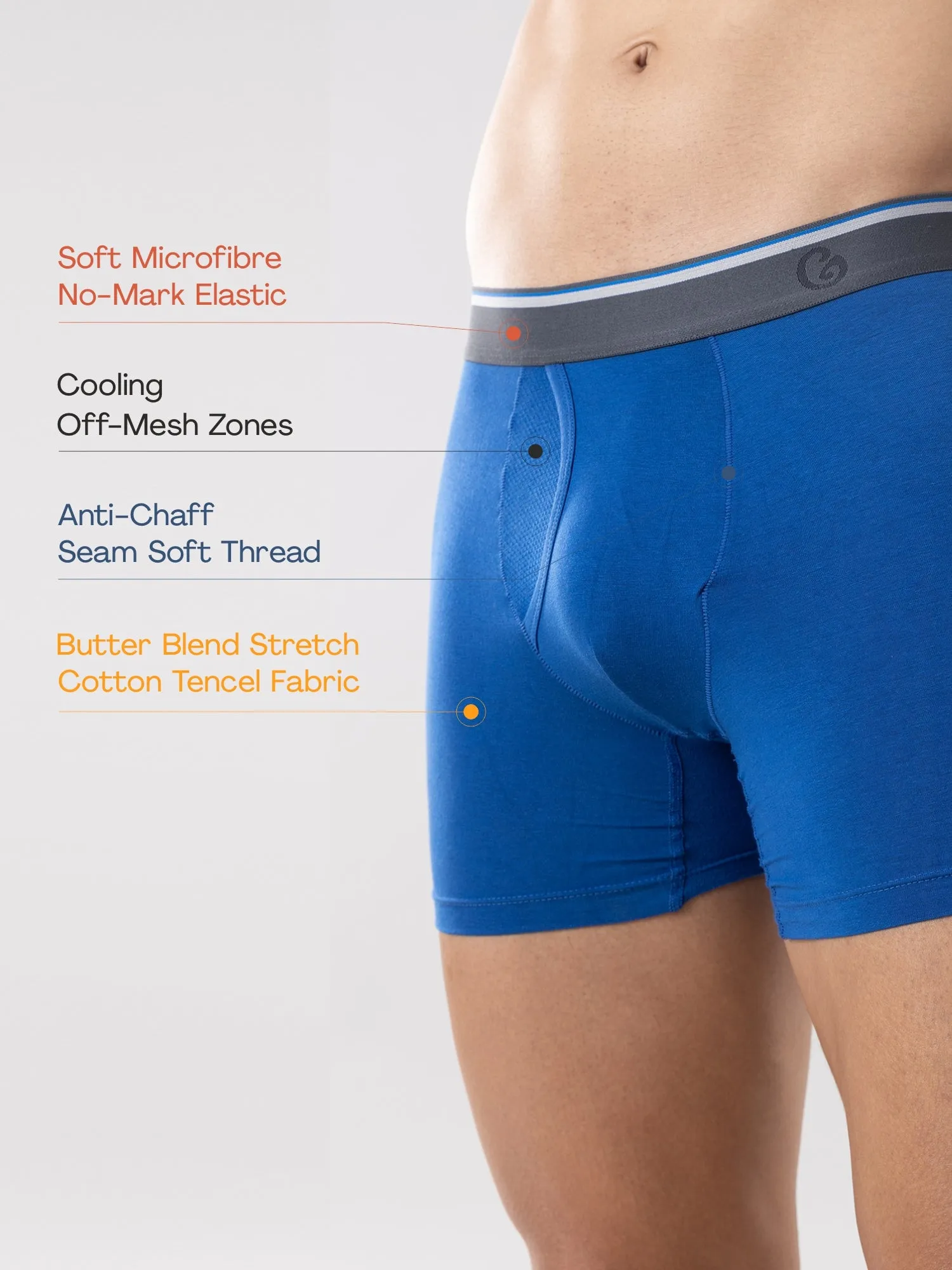 Anti Odor Cotton Tencel Cooling Boxer Brief - Royal Blue