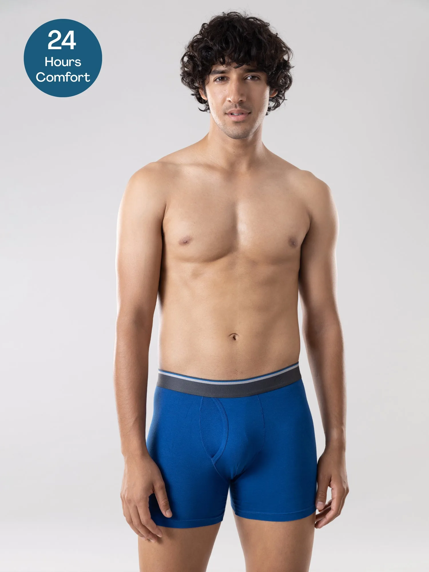 Anti Odor Cotton Tencel Cooling Boxer Brief - Royal Blue