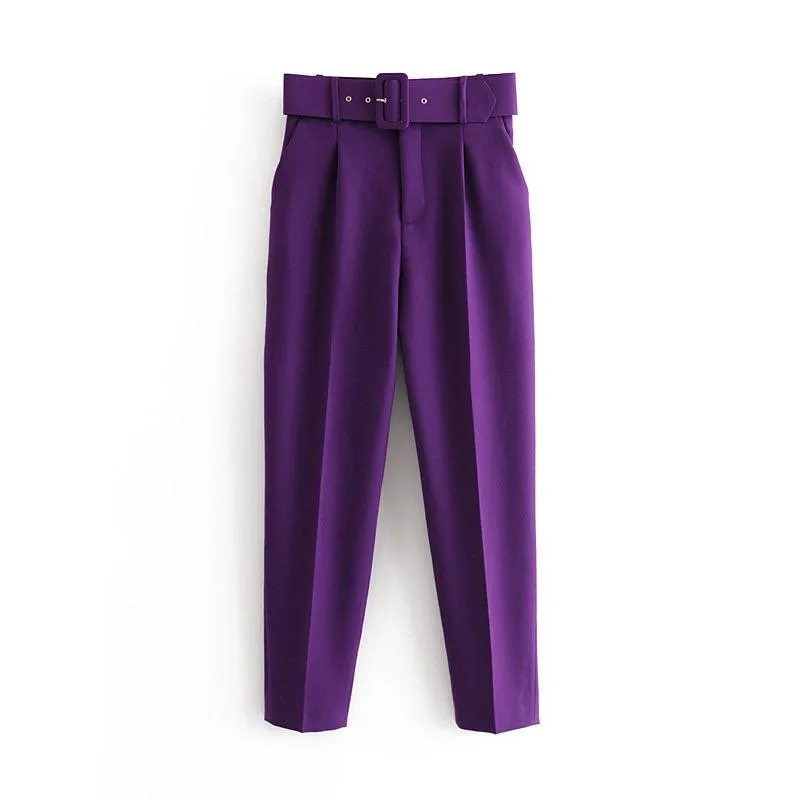 Belted High Waisted Pants