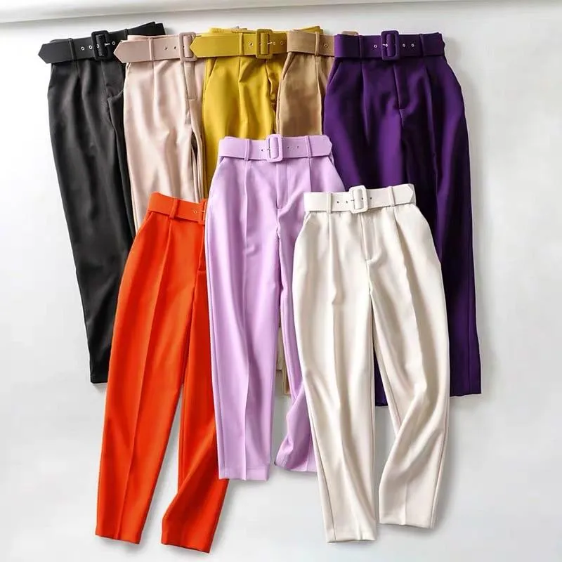 Belted High Waisted Pants