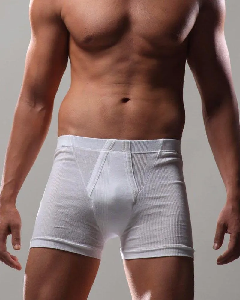 BigBen - Fine Rib Trunk Boxer - Inside Elastic - For Men - White Underwear