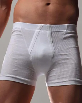 BigBen - Fine Rib Trunk Boxer - Inside Elastic - For Men - White Underwear