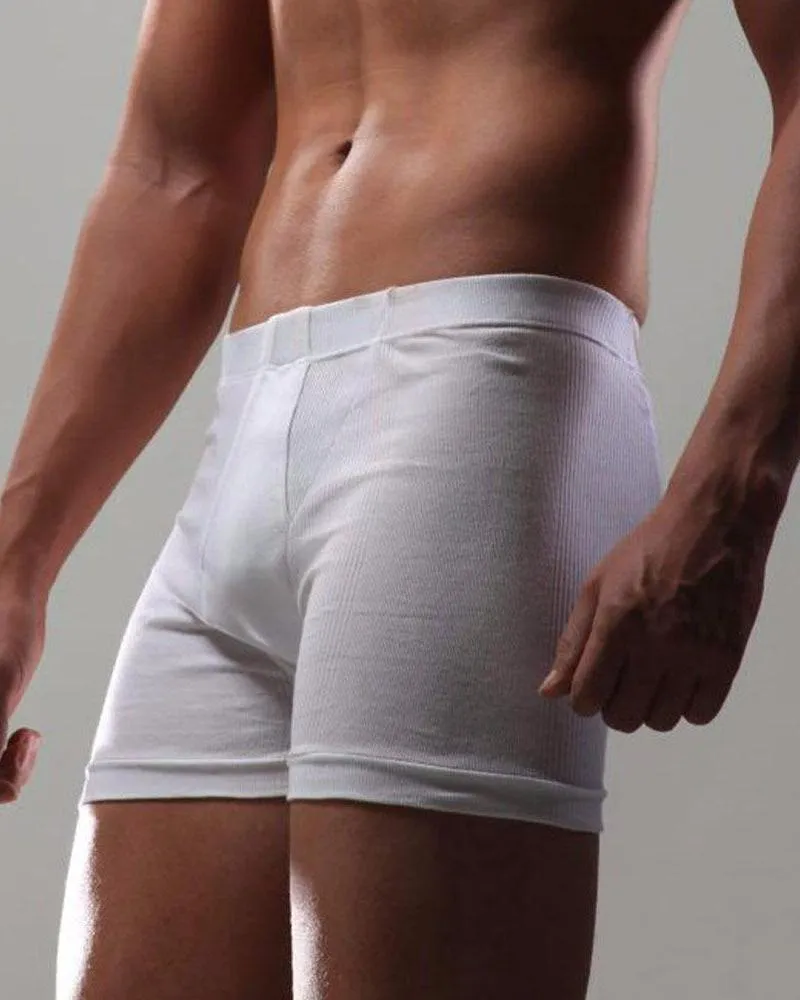 BigBen - Fine Rib Trunk Boxer - Inside Elastic - For Men - White Underwear