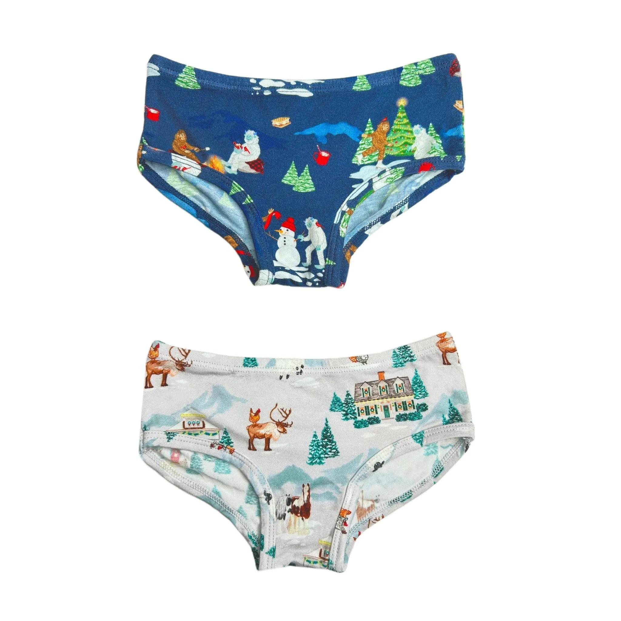 Bigfoot & Yeti Winter Wonderland / Magical Holiday Village Girls Underwear Set of 2