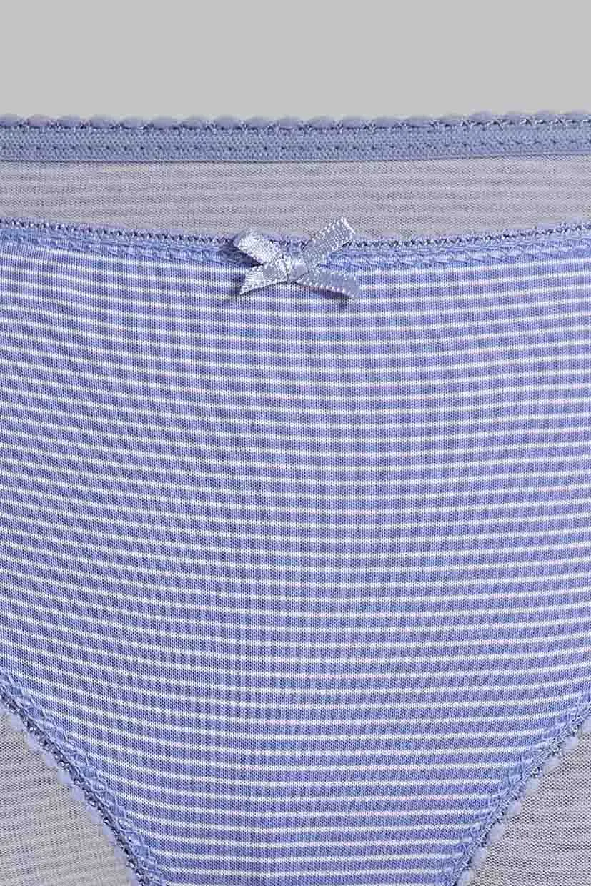 Blue And Grey Boyleg Briefs For Women (Pack of 5)