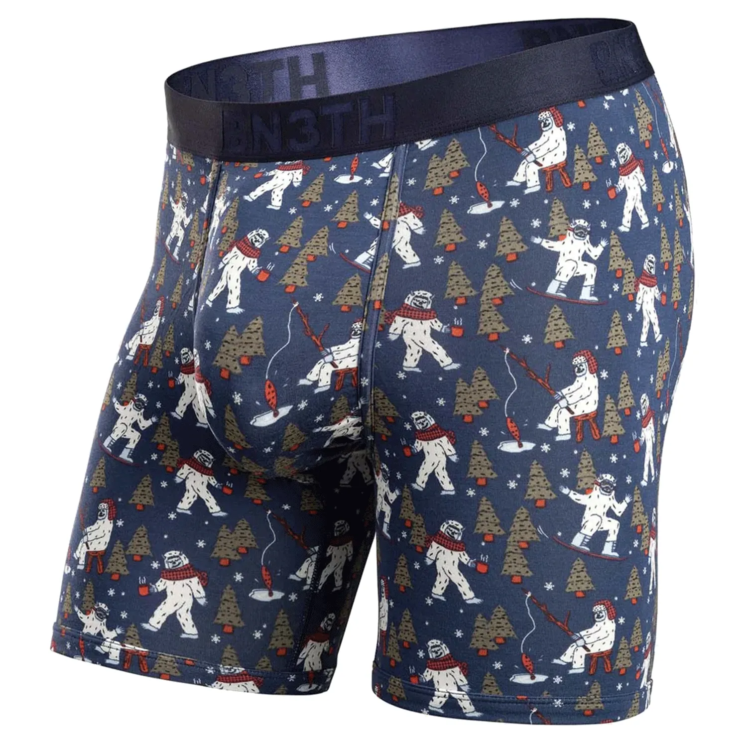 BN3TH Men's Classic Boxer Brief Print Winter Wonder-Dark Navy