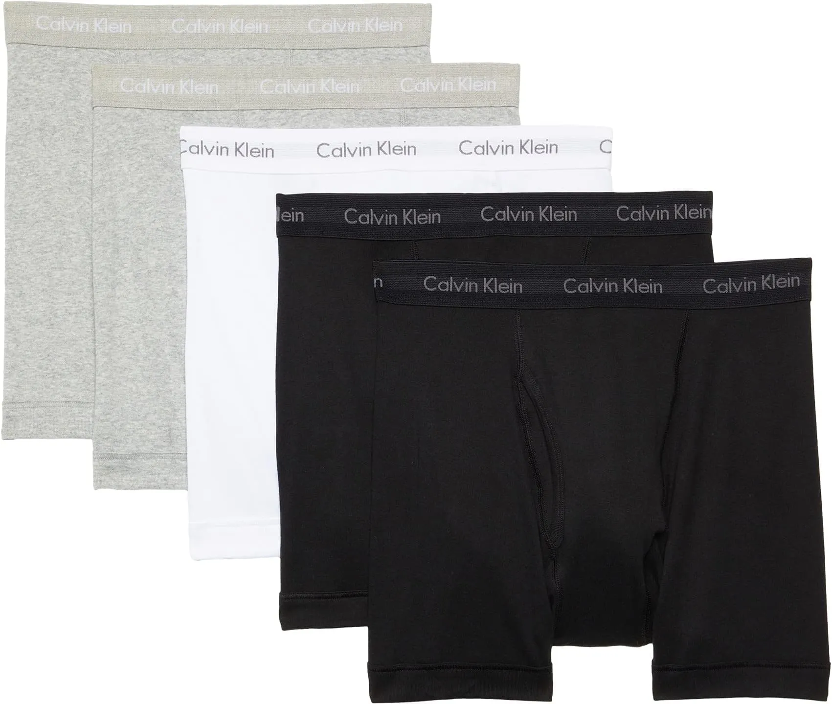 Calvin Klein Underwear Cotton Classics 5 Pack Boxer Briefs in Black/Heather Gray