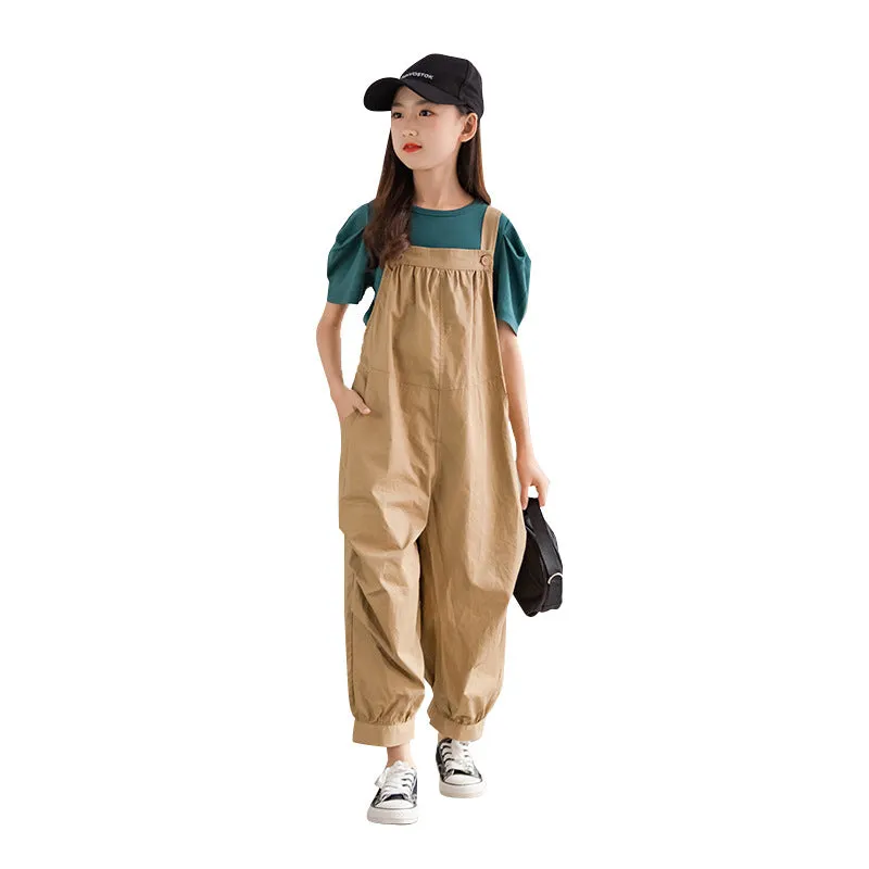 Children's Belted Khaki Overalls