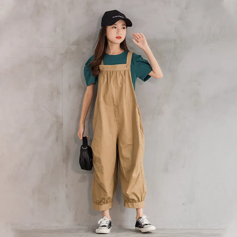 Children's Belted Khaki Overalls