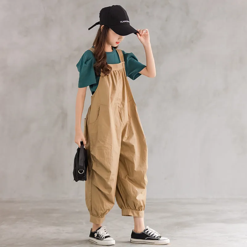 Children's Belted Khaki Overalls