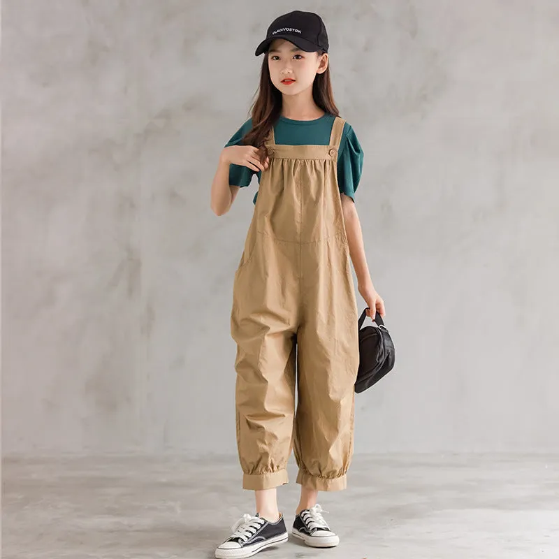 Children's Belted Khaki Overalls