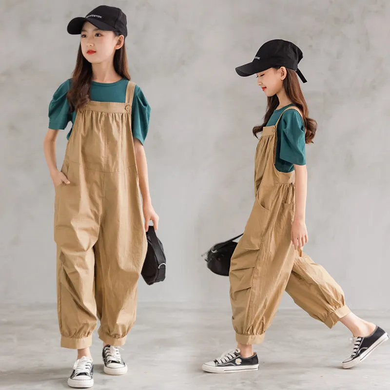 Children's Belted Khaki Overalls