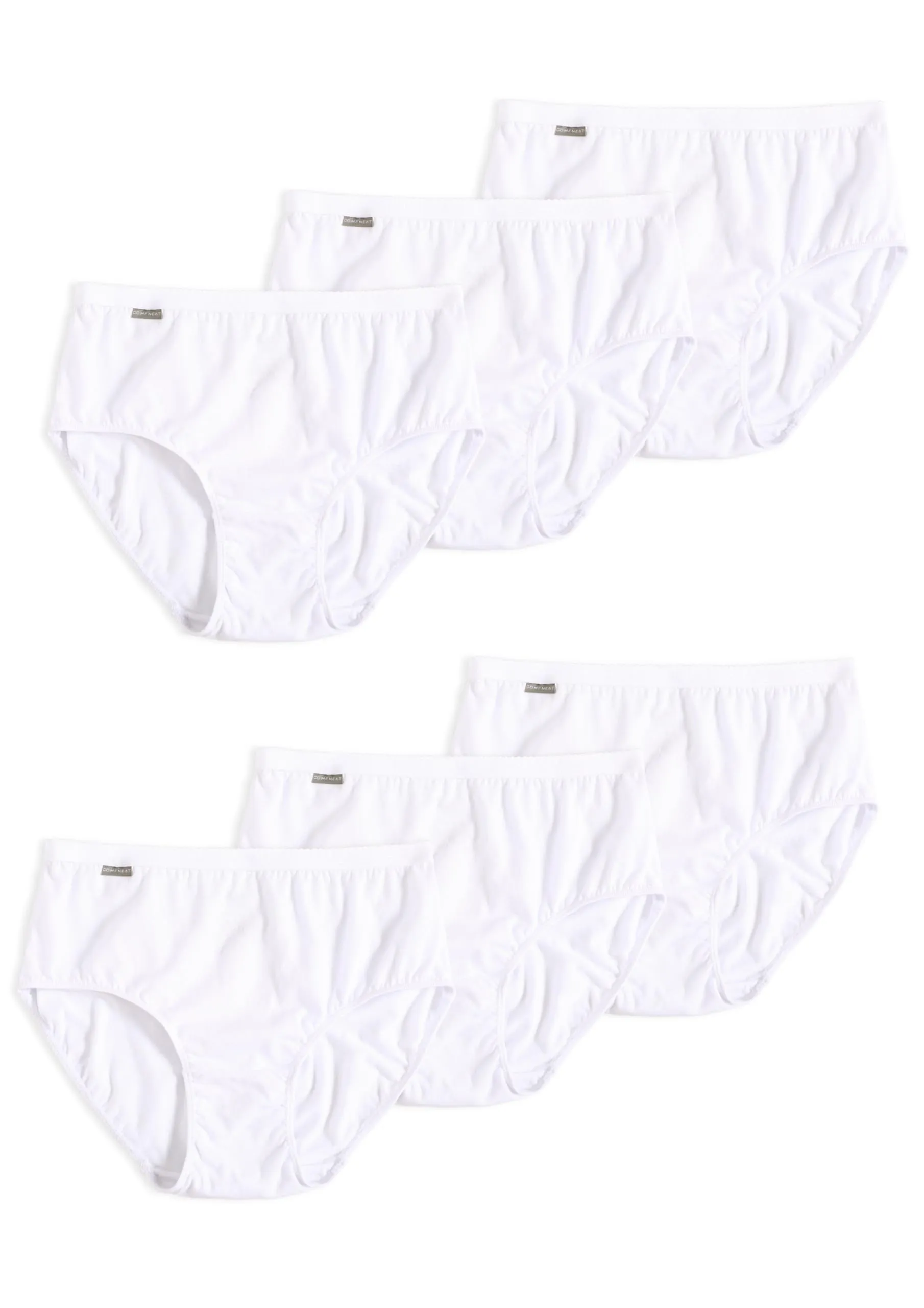 Comfneat Women's 6-Pack Pure Cotton Briefs High Waisted Underwear