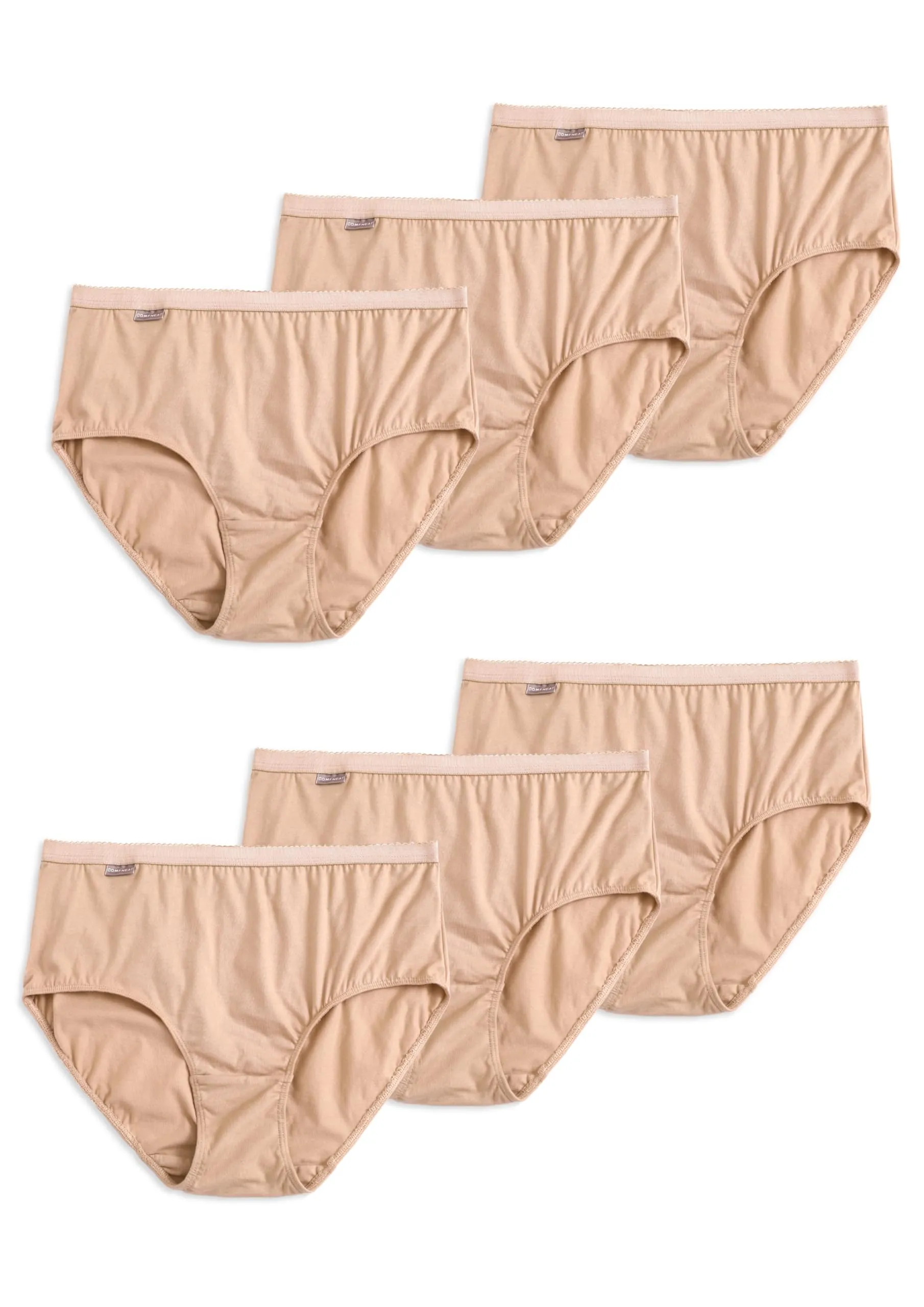 Comfneat Women's 6-Pack Pure Cotton Briefs High Waisted Underwear