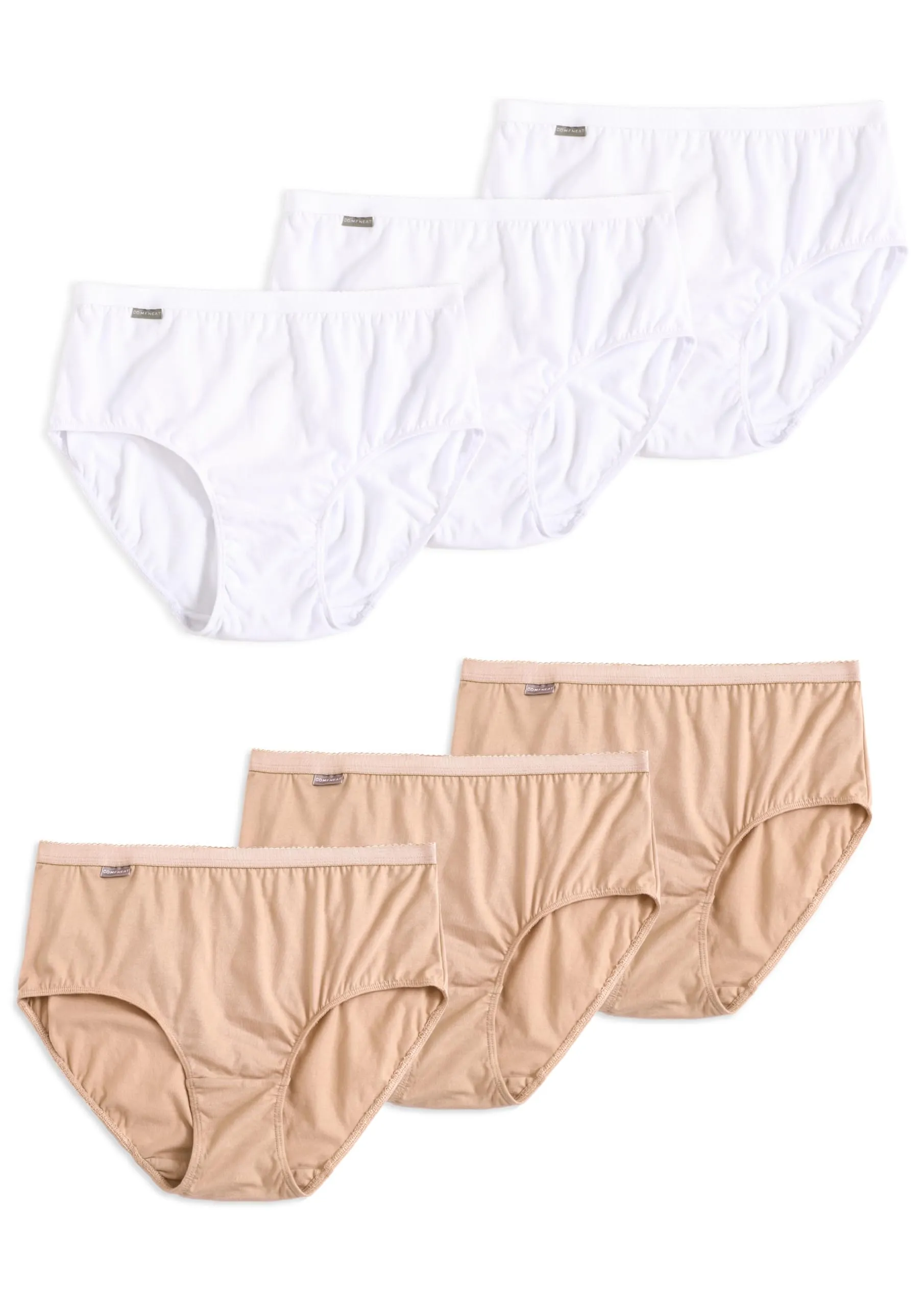 Comfneat Women's 6-Pack Pure Cotton Briefs High Waisted Underwear