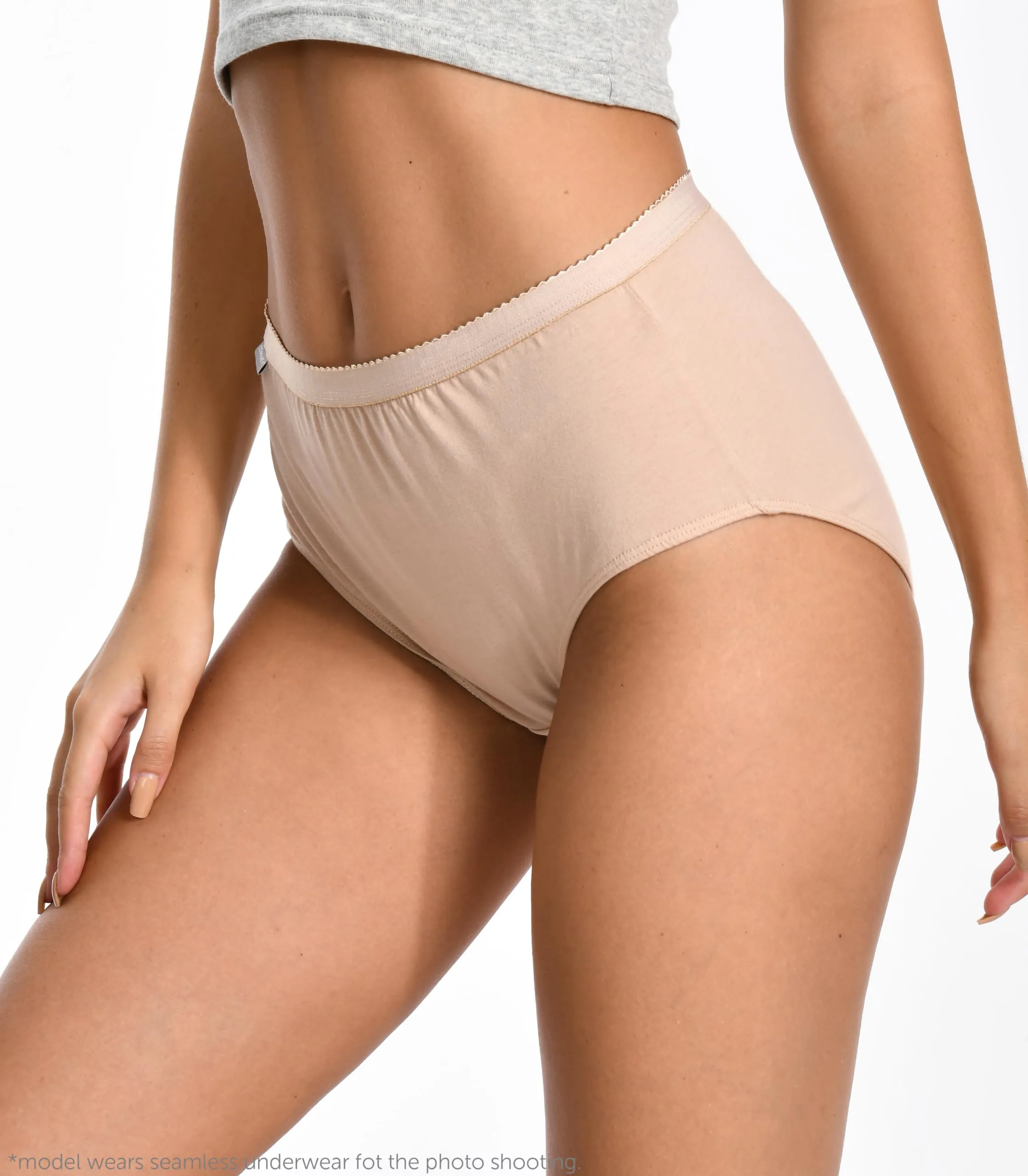 Comfneat Women's 6-Pack Pure Cotton Briefs High Waisted Underwear