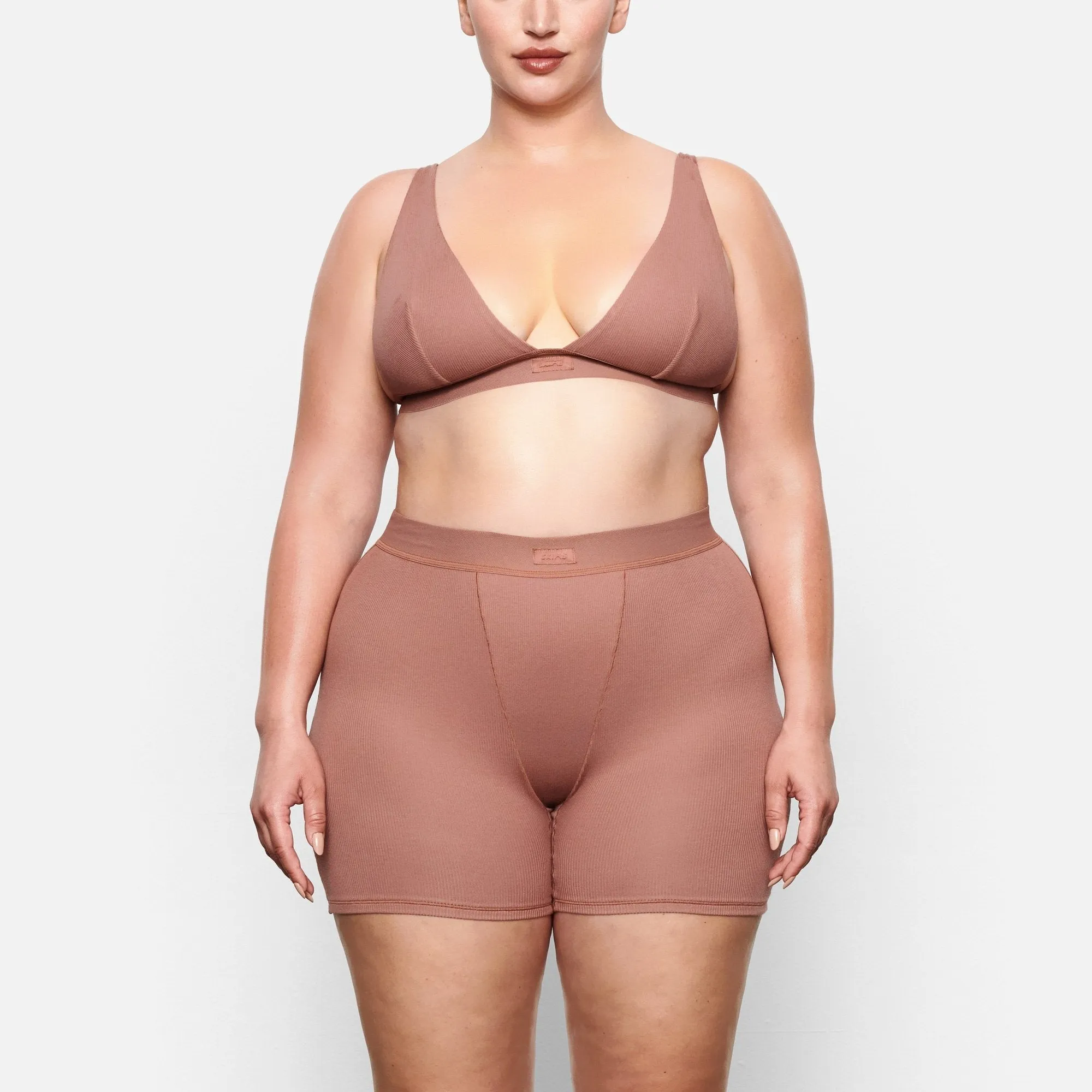 COTTON RIB BOXER | ROSE CLAY