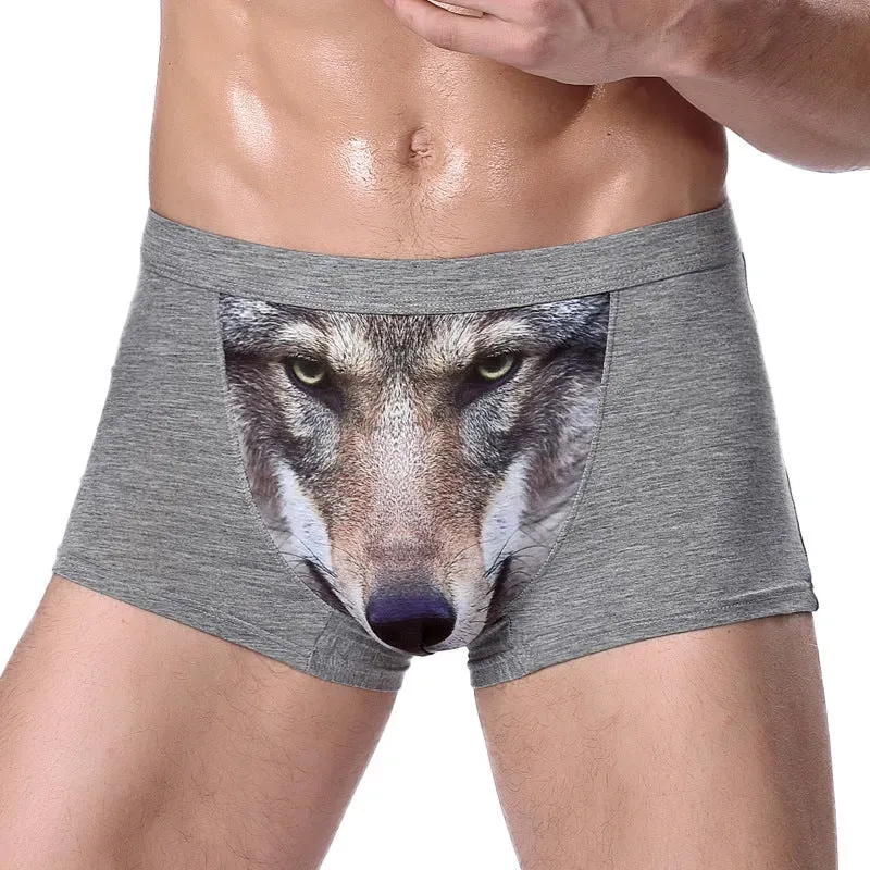 Creative Cartoon Animal Printed Boxer Briefs with pouch underwear men