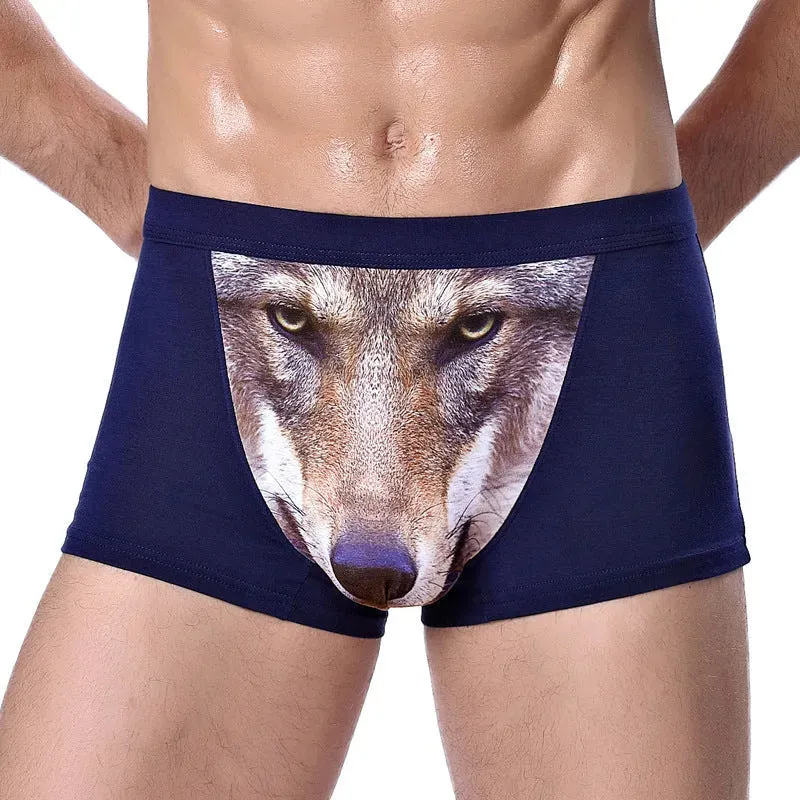 Creative Cartoon Animal Printed Boxer Briefs with pouch underwear men