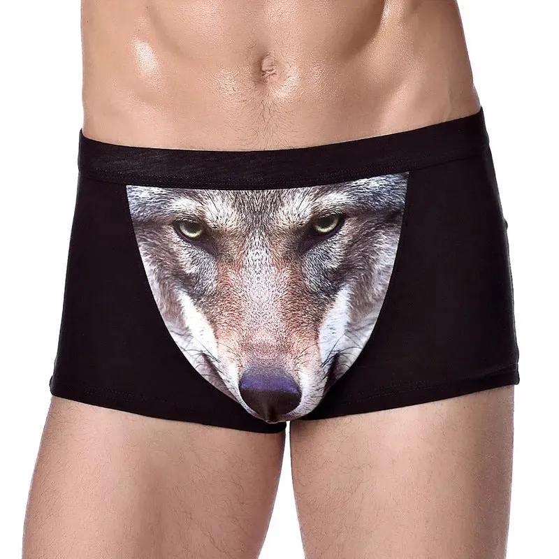 Creative Cartoon Animal Printed Boxer Briefs with pouch underwear men