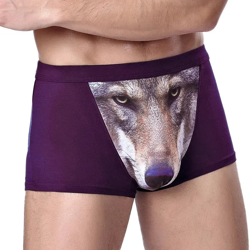 Creative Cartoon Animal Printed Boxer Briefs with pouch underwear men