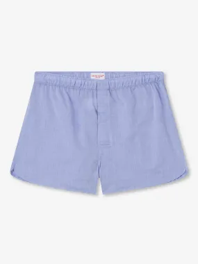 DEREK ROSE Amalfi Cotton Batiste Blue Boxer Shorts BLUE