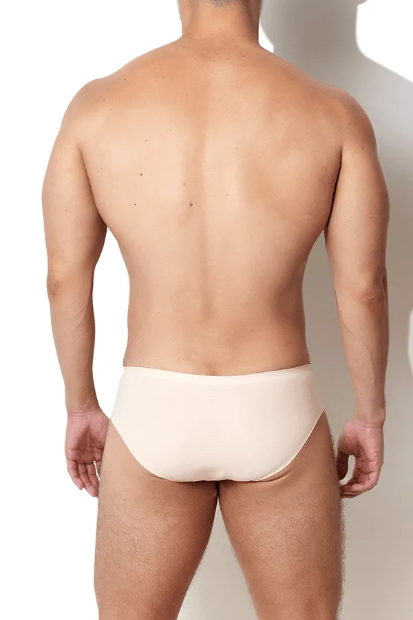 Feelin' Sultry Seamless Briefs with Bulge Pouch - Cream