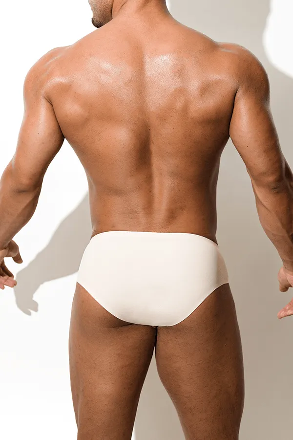 Feelin' Sultry Seamless Briefs with Bulge Pouch - Cream