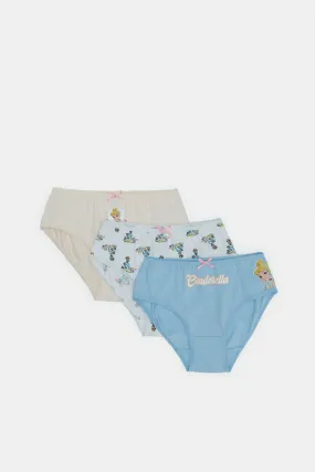 Girls Assorted Cinderella Printed Briefs (Pack of 3)