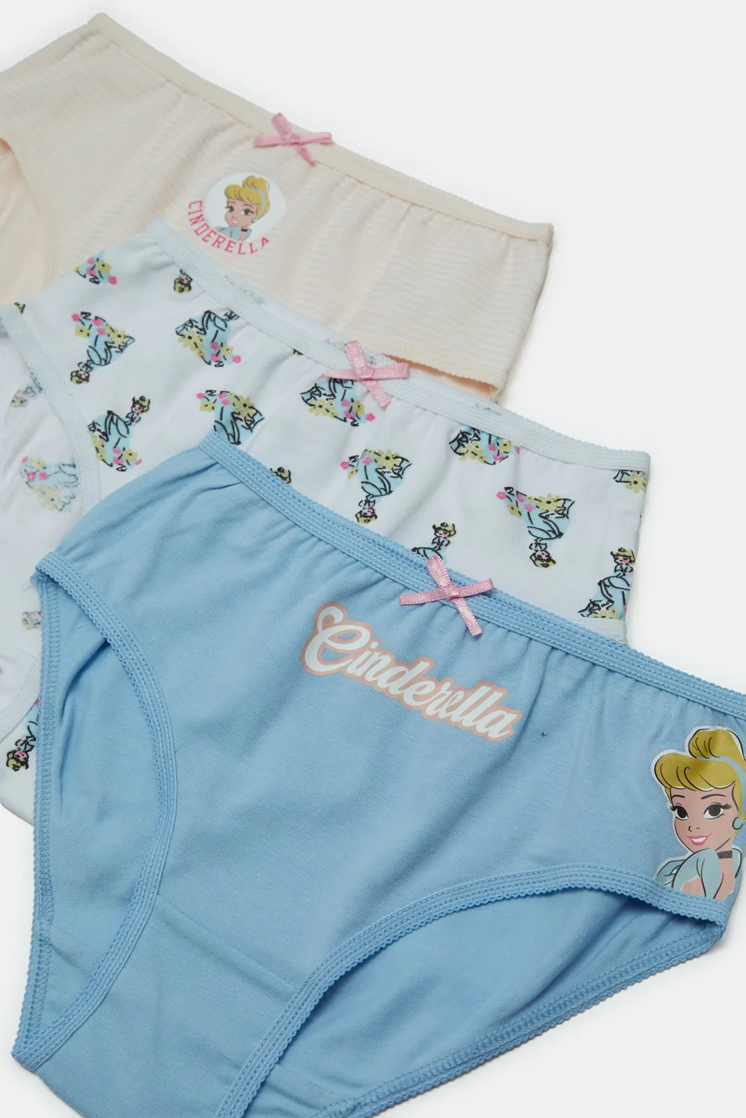 Girls Assorted Cinderella Printed Briefs (Pack of 3)