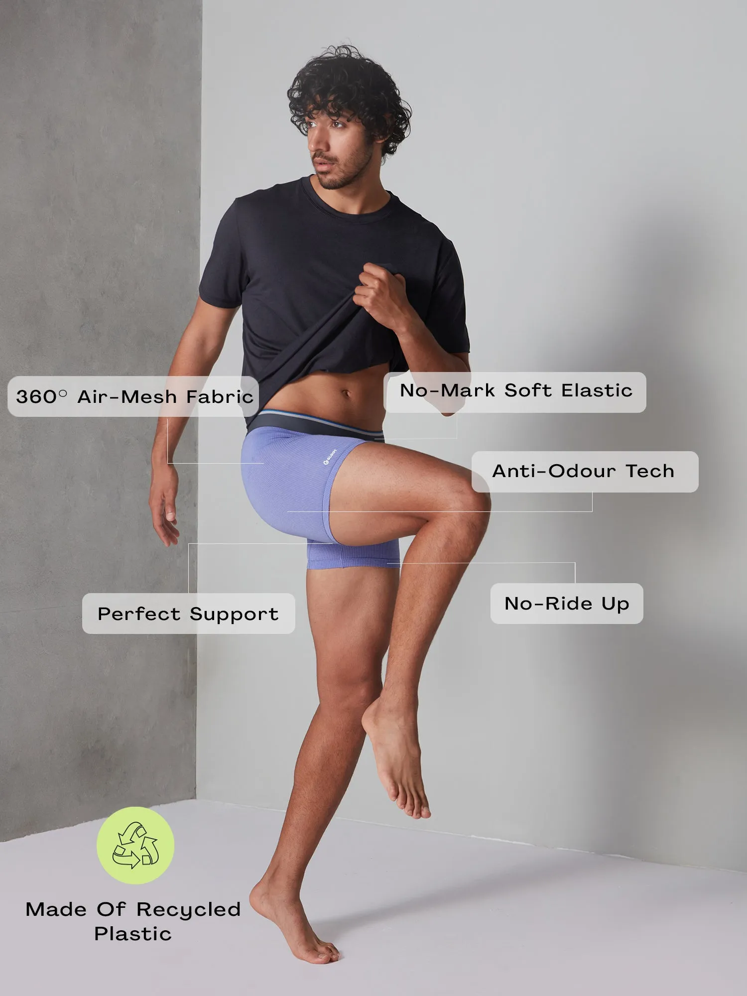 Gloot Anti-Odour, Anti-wicking & Anti Microbial Men's Active Trunk Lavender