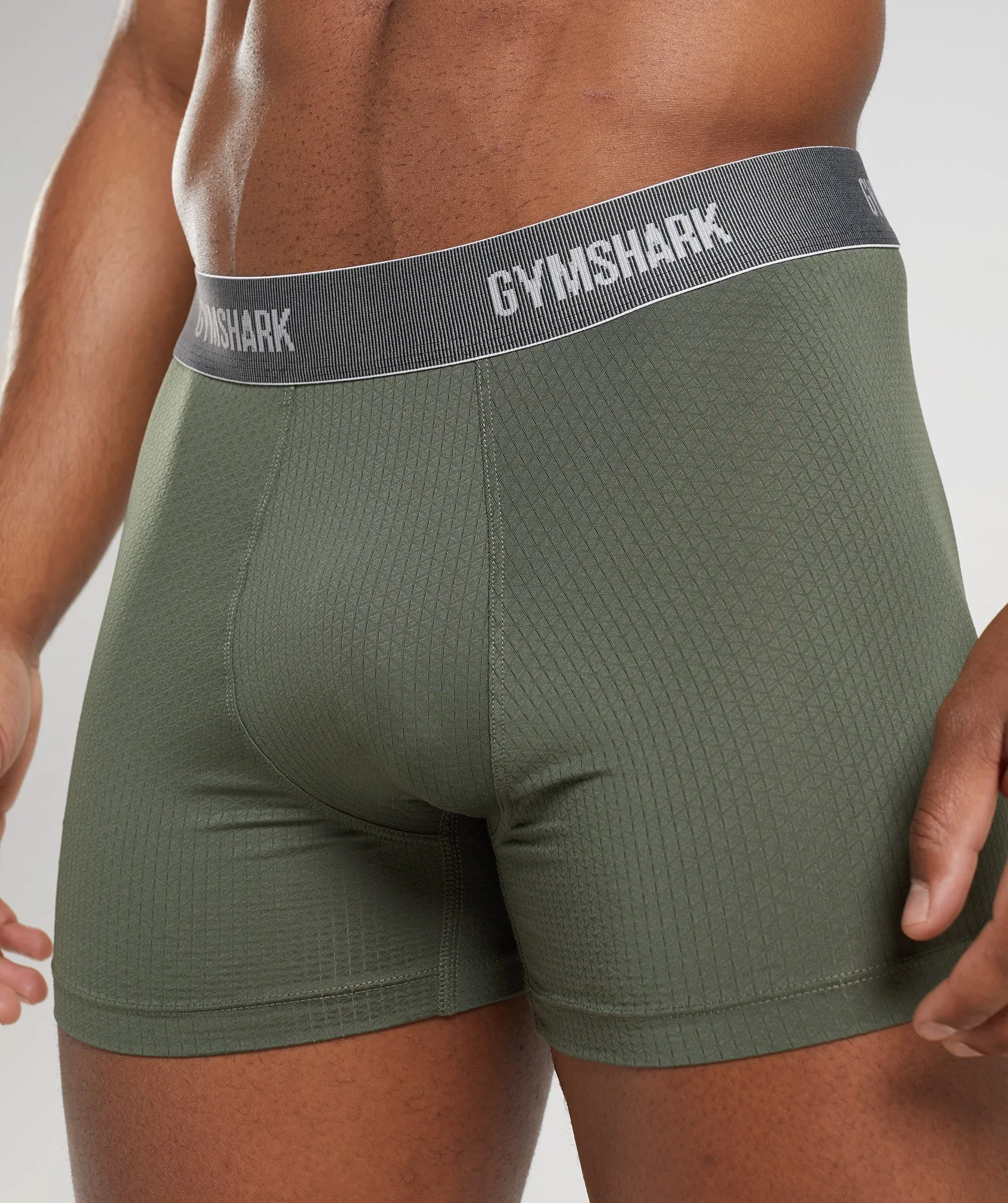 Gymshark Sports Tech Boxers 2pk - Black/Core Olive