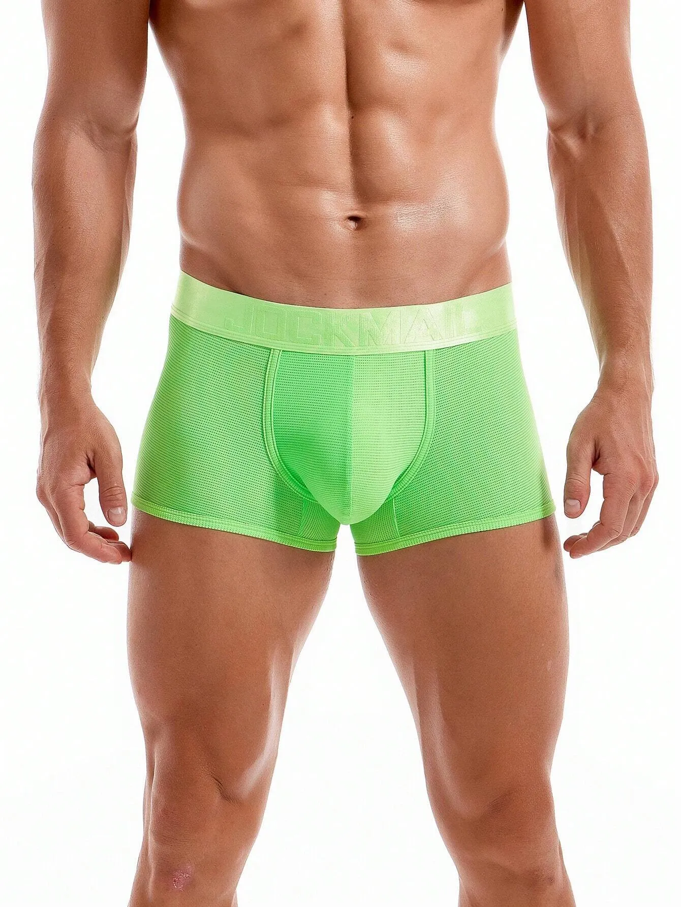 JOCKMAIL 1pc Men's Breathable Mesh Boxer Briefs, Colored Sports & Fitness Underwear For Men